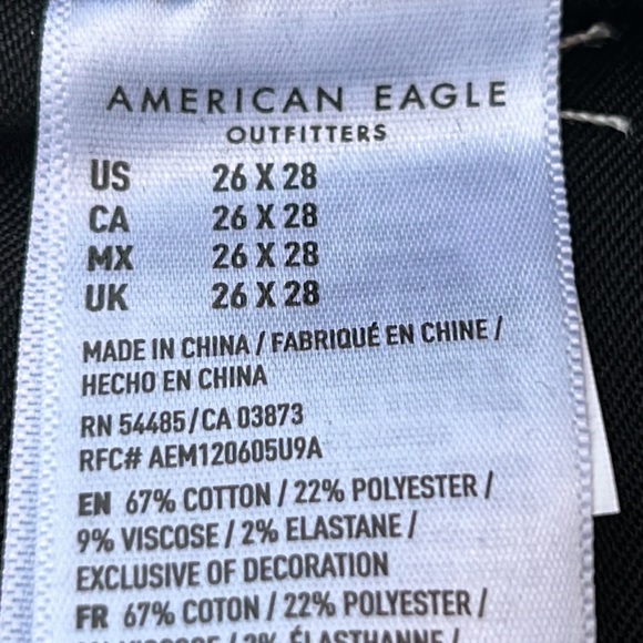 American Eagle Next Level Flex Skinny Black Jeans Size 26 X 28 - Picture 9 of 10